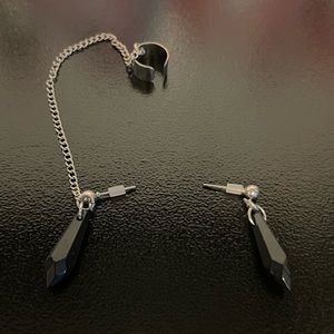 Crystal Black Cuffed Earrings